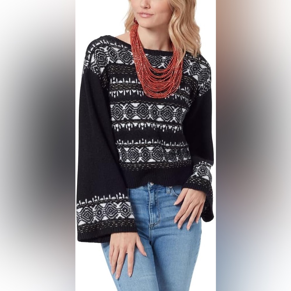 Sam Edelman Women's Jumper Sweater XL Wheaton Benton Fair-isle NWT Bell Sleeve